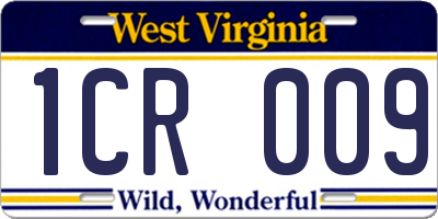WV license plate 1CR009