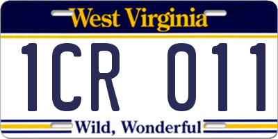 WV license plate 1CR011
