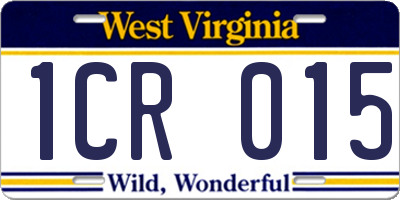 WV license plate 1CR015