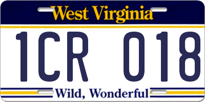 WV license plate 1CR018