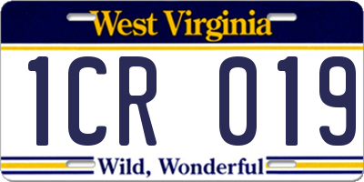 WV license plate 1CR019