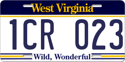 WV license plate 1CR023