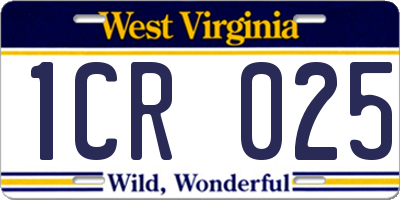 WV license plate 1CR025