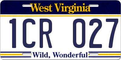 WV license plate 1CR027