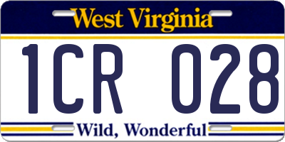 WV license plate 1CR028