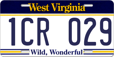 WV license plate 1CR029