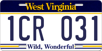 WV license plate 1CR031