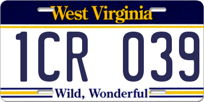 WV license plate 1CR039