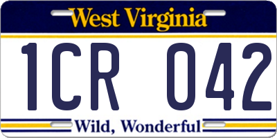 WV license plate 1CR042