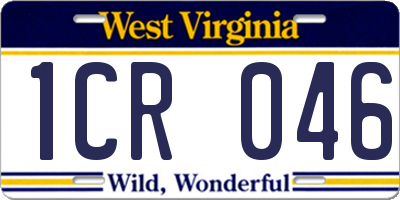 WV license plate 1CR046