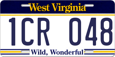 WV license plate 1CR048