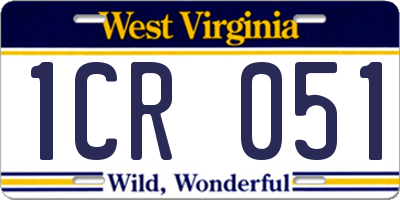 WV license plate 1CR051