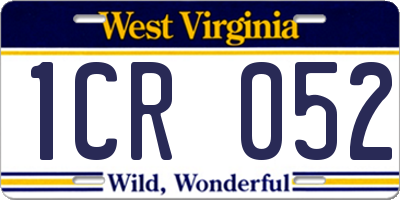 WV license plate 1CR052