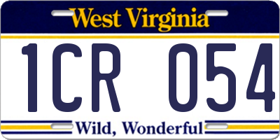 WV license plate 1CR054