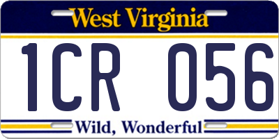 WV license plate 1CR056