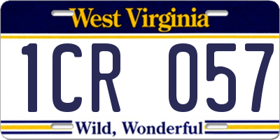 WV license plate 1CR057