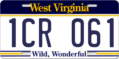 WV license plate 1CR061