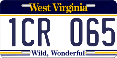 WV license plate 1CR065