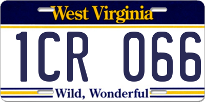 WV license plate 1CR066