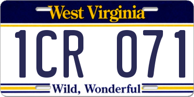 WV license plate 1CR071