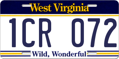 WV license plate 1CR072