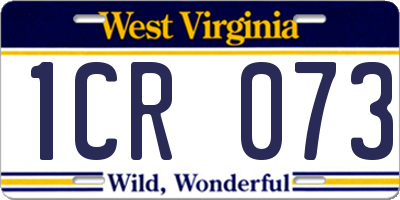 WV license plate 1CR073