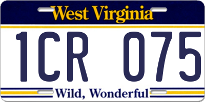 WV license plate 1CR075