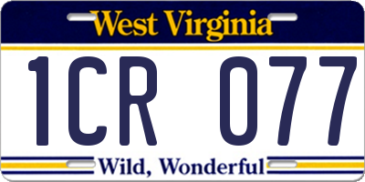 WV license plate 1CR077
