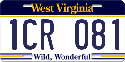 WV license plate 1CR081