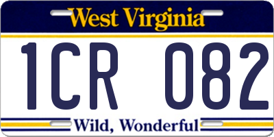 WV license plate 1CR082