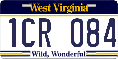 WV license plate 1CR084
