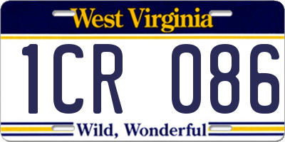 WV license plate 1CR086