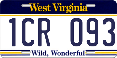 WV license plate 1CR093