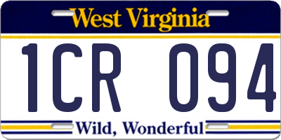 WV license plate 1CR094