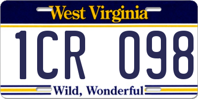 WV license plate 1CR098