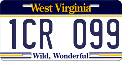 WV license plate 1CR099