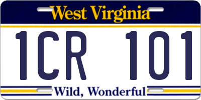 WV license plate 1CR101