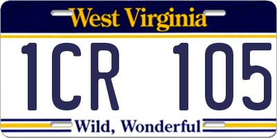 WV license plate 1CR105