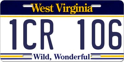 WV license plate 1CR106