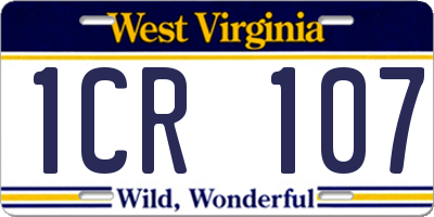WV license plate 1CR107