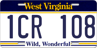 WV license plate 1CR108