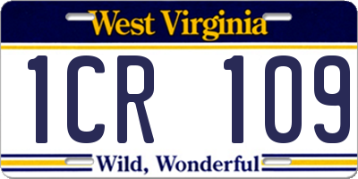 WV license plate 1CR109