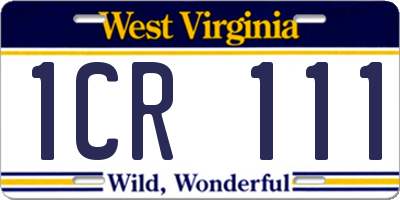 WV license plate 1CR111