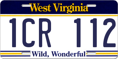 WV license plate 1CR112