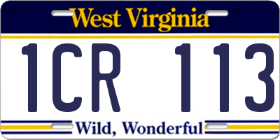 WV license plate 1CR113