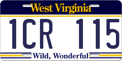 WV license plate 1CR115