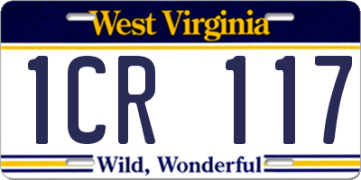 WV license plate 1CR117