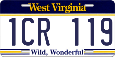 WV license plate 1CR119