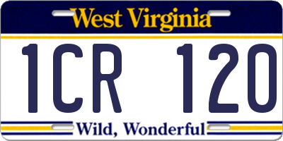 WV license plate 1CR120
