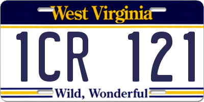 WV license plate 1CR121